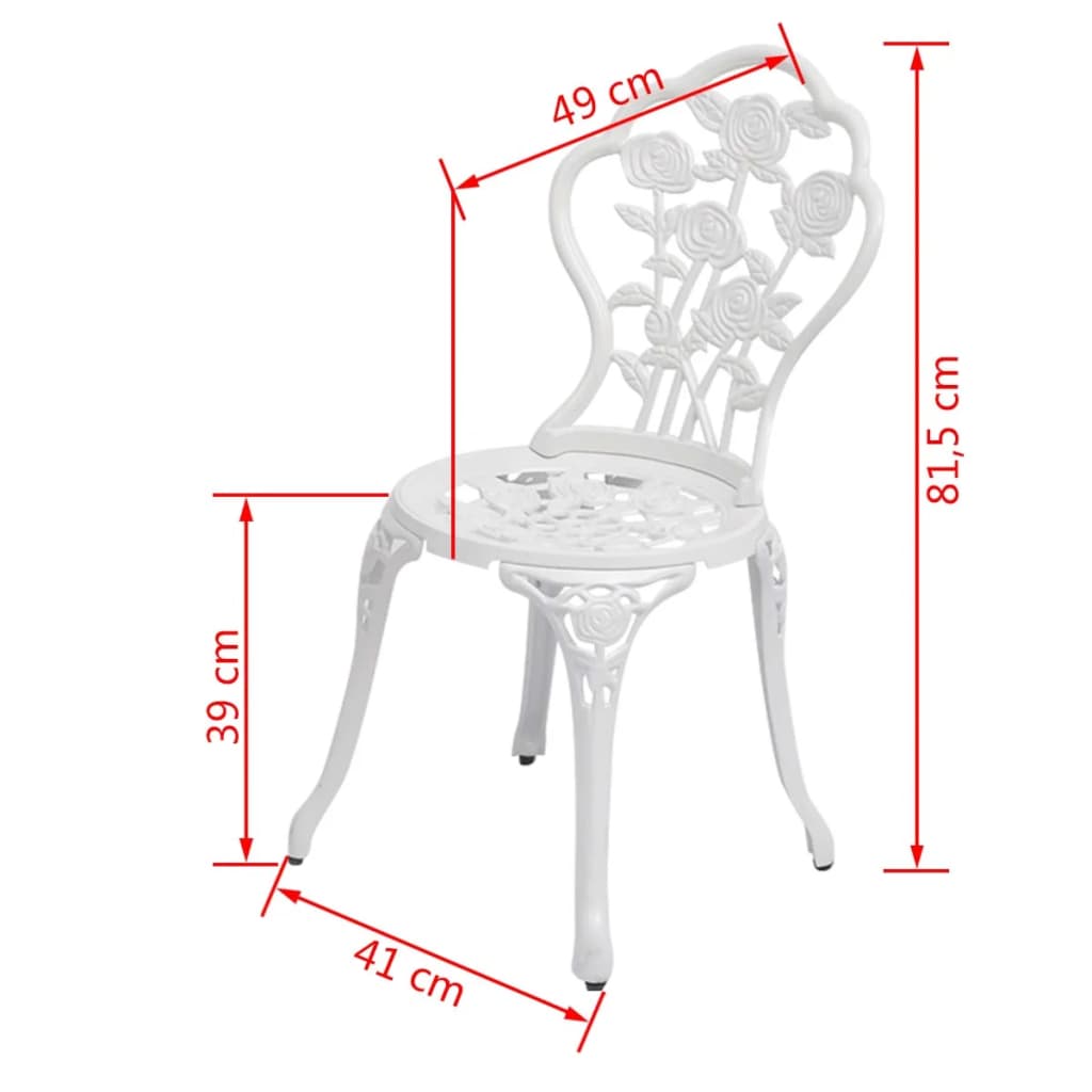 Chaises de bistro lot de 2 Aluminium coulé Blanc