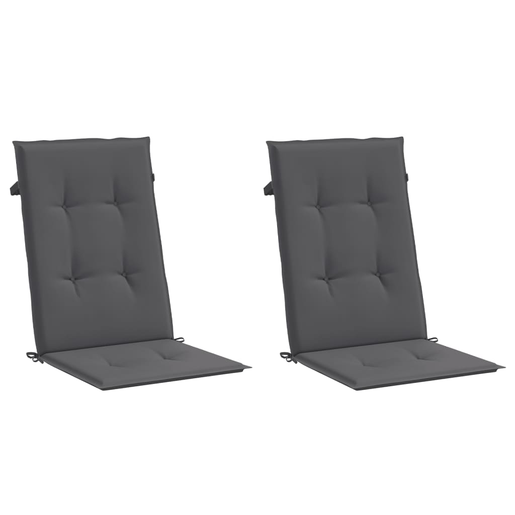 Coussins de chaise de jardin à dossier haut lot de 2 anthracite