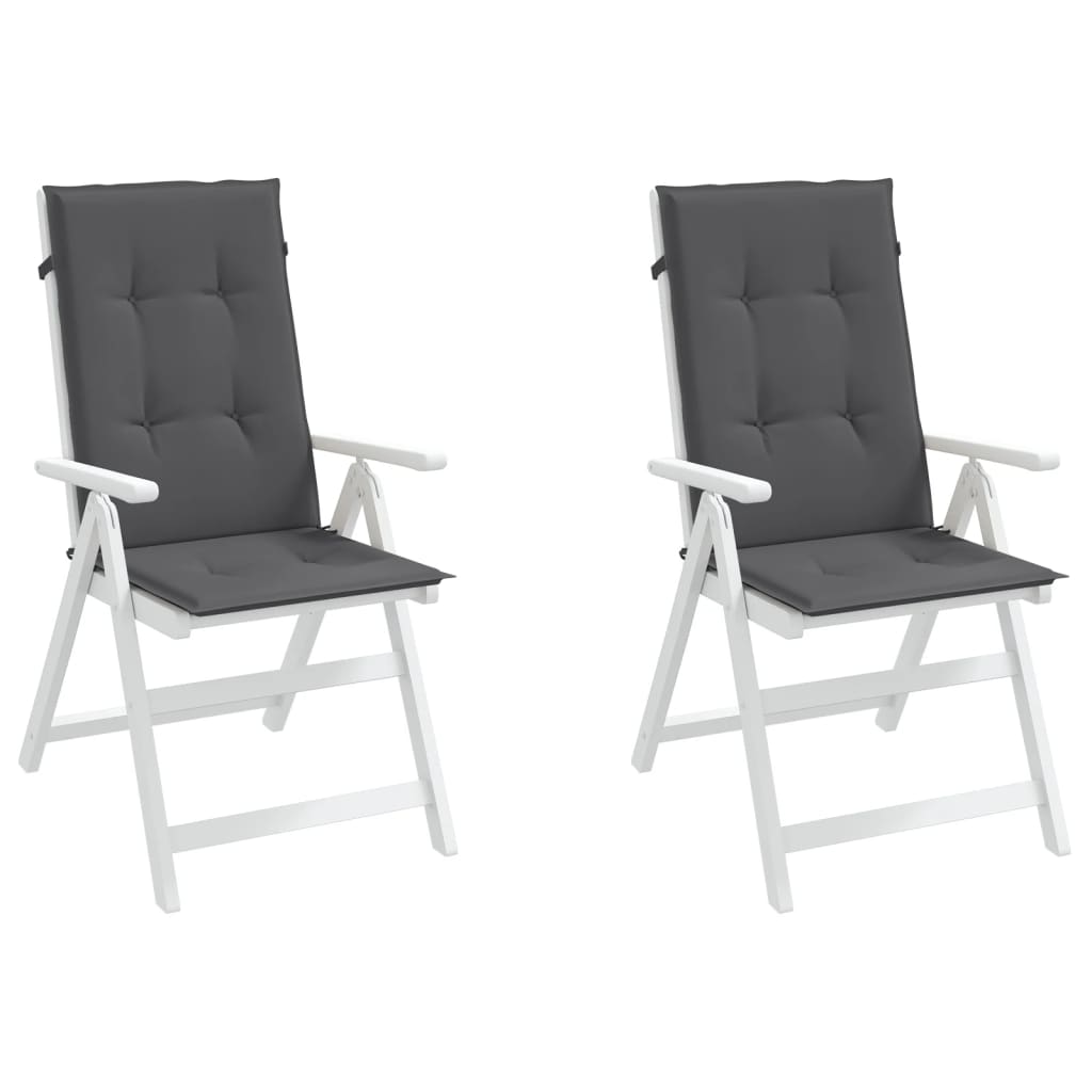 Coussins de chaise de jardin à dossier haut lot de 2 anthracite