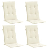 High Back Garden Chair Cushions Set of 4 Cream Fabric