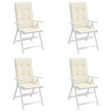 High Back Garden Chair Cushions Set of 4 Cream Fabric