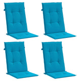 Coussins de chaise de jardin à dossier haut lot de 4 bleu tissu