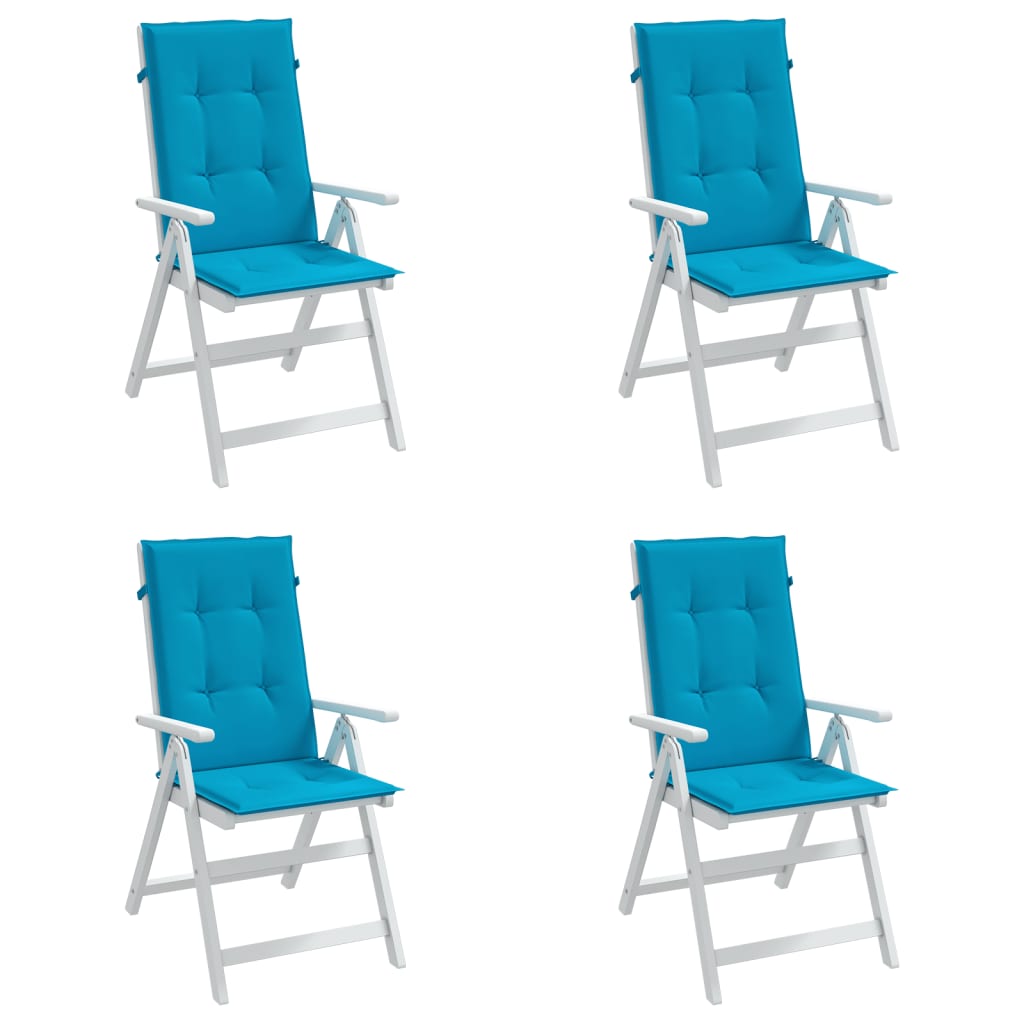 Coussins de chaise de jardin à dossier haut lot de 4 bleu tissu