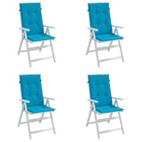 Coussins de chaise de jardin à dossier haut lot de 4 bleu tissu