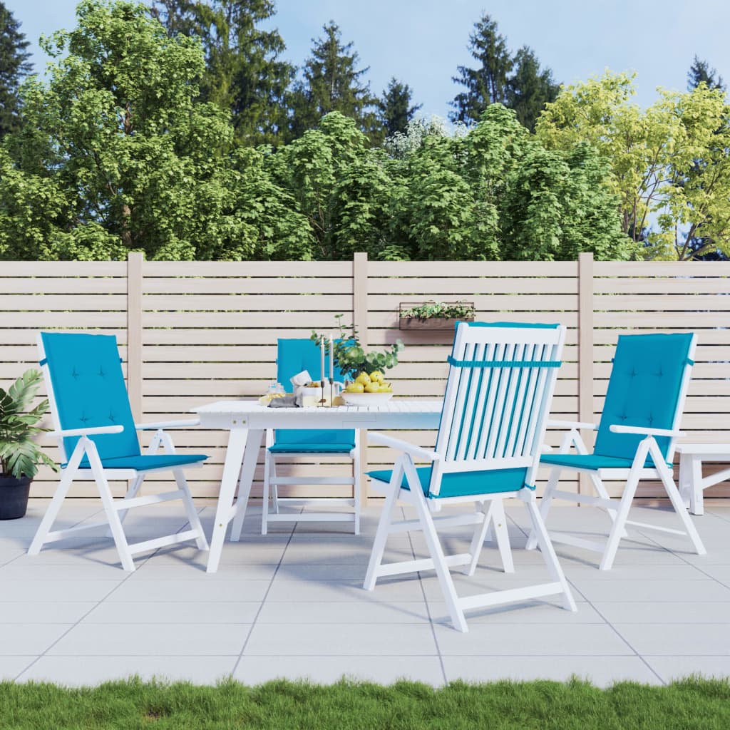 Coussins de chaise de jardin à dossier haut lot de 4 bleu tissu