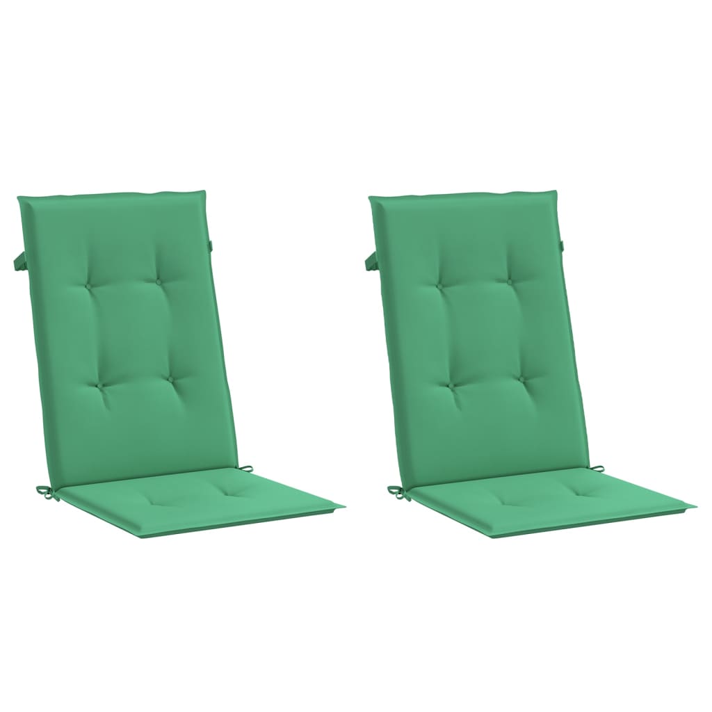 Coussins de chaise de jardin à dossier haut lot de 2 vert tissu