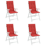 Coussins de chaise de jardin dossier haut lot de 4 rouge tissu