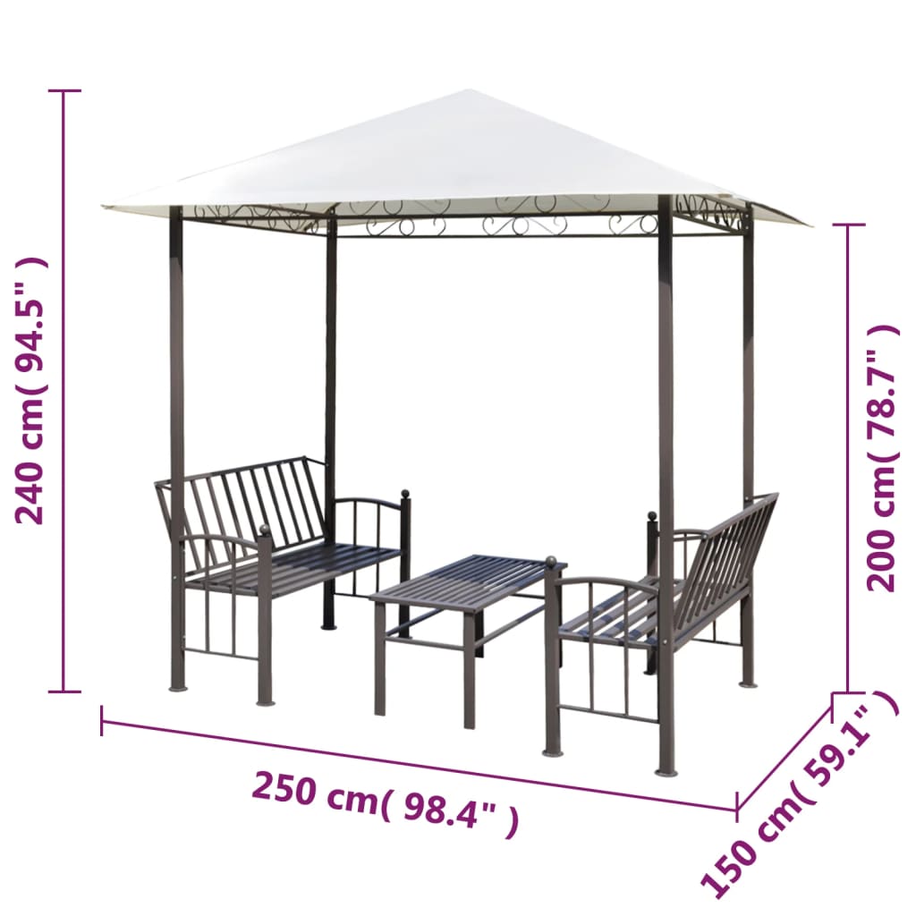 Pavillon de jardin avec table et bancs 2,5 x 1,5 x 2,4 m