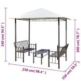 Pavillon de jardin avec table et bancs 2,5 x 1,5 x 2,4 m