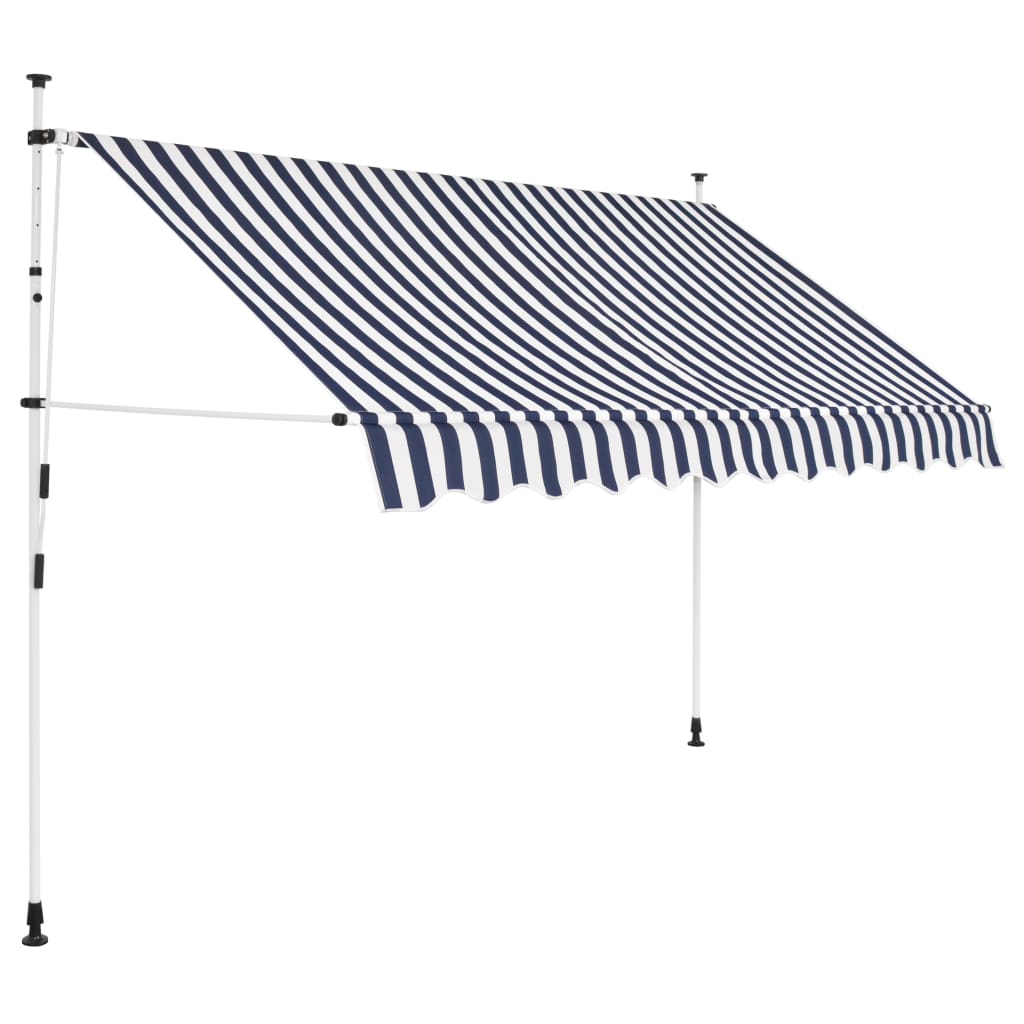 Auvent rétractable manuel 250 cm Rayures bleues et blanches