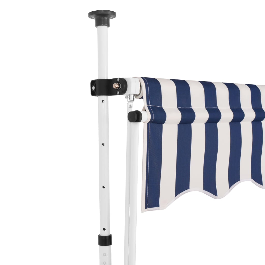 Manual retractable awning 400 cm Blue and white stripes