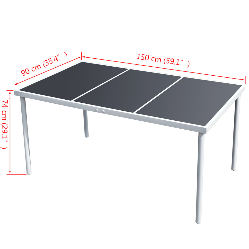 Table de jardin 150x90x74 cm Noir Acier