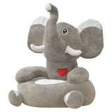 Chaise en peluche pour enfants Éléphant gris