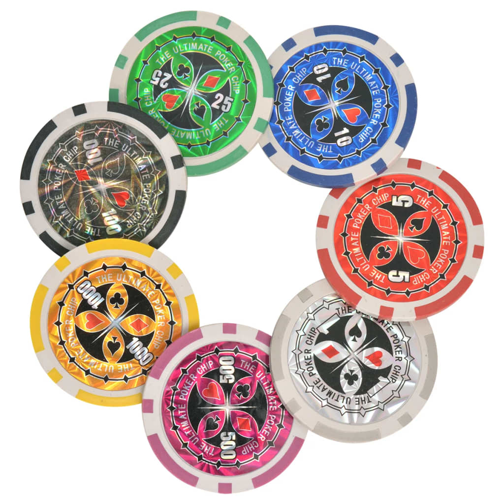 Gemischtes Poker-/Blackjack-Spiel mit 600 Laser-Aluminium-Chips