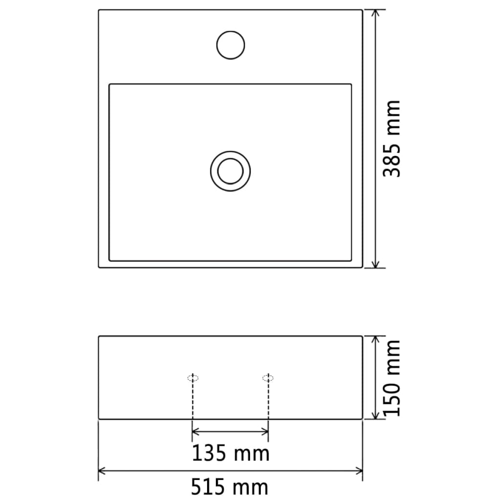 Vasque avec trou de robinet en céramique Blanc 51,5x38,5x15 cm