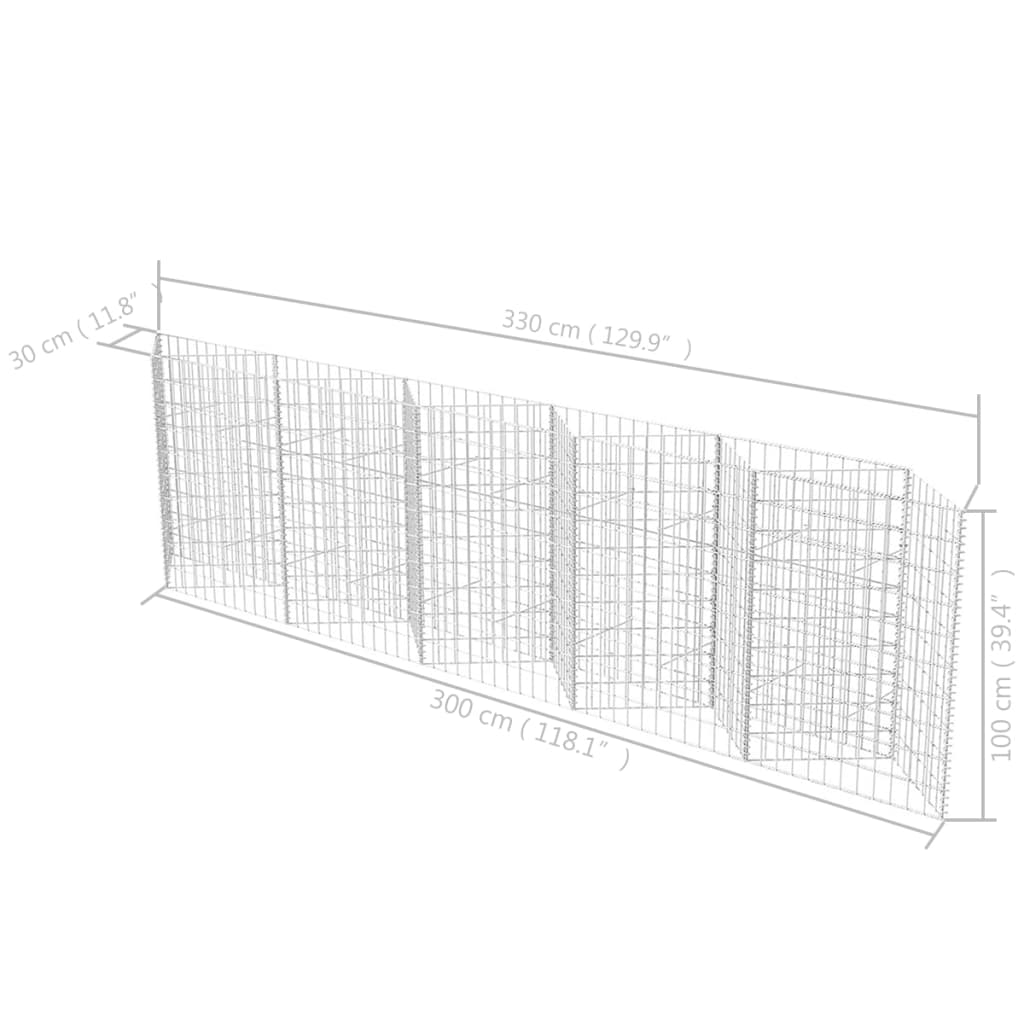 Panier de gabion Acier galvanisé 300x30x100 cm