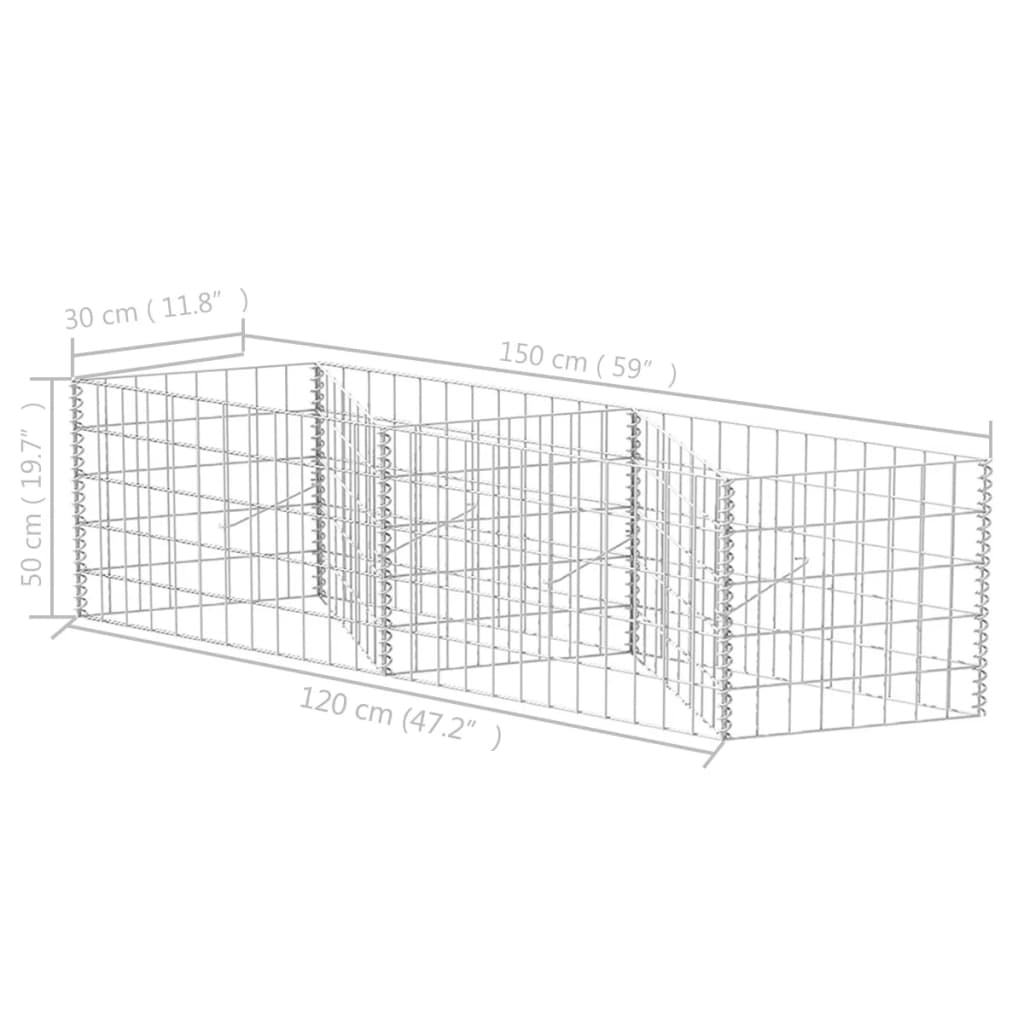 Panier de gabion Acier galvanisé 120x30x50 cm