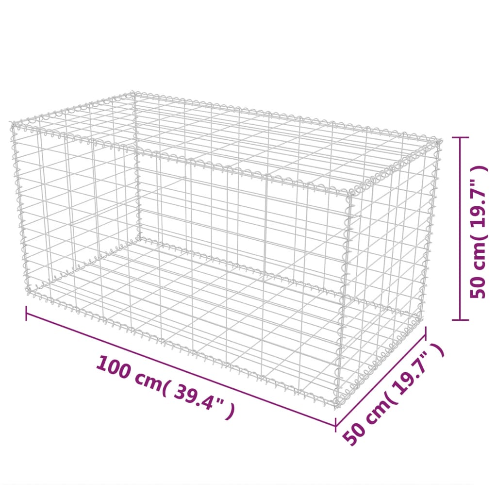 Panier de gabion Acier galvanisé 100x50x50 cm