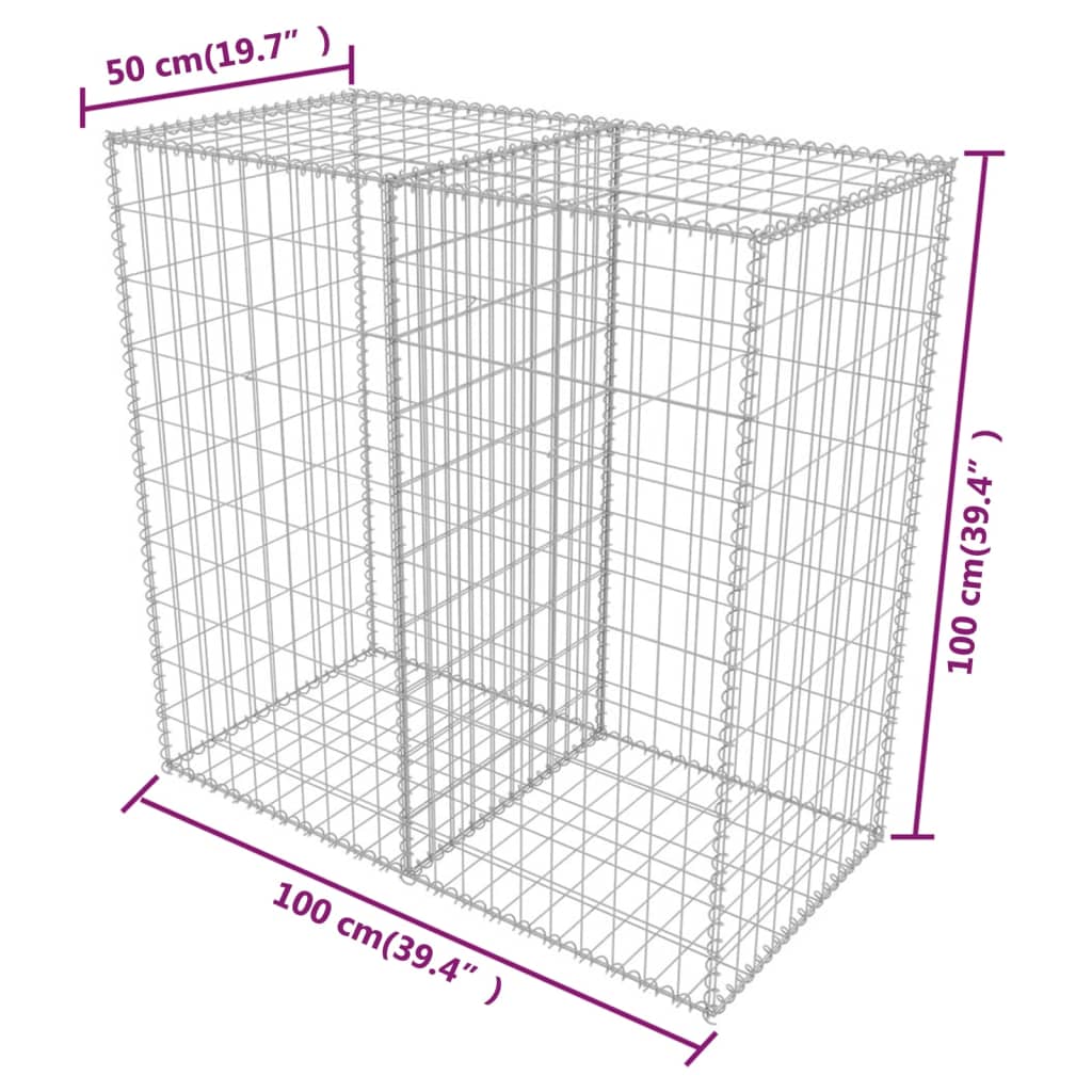 Gabion basket Galvanized steel 100x50x100 cm