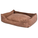 Hundebett mit Kissen PU-Kunstleder Größe M Beige