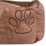 Hundebett mit Kissen PU-Kunstleder Größe M Beige