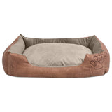 Lit pour chiens avec coussin Cuir artificiel PU Taille L Beige