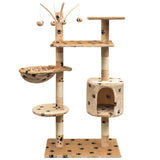 Arbre à chat et griffoir Sisal 125 cm Empreintes de pattes Beige