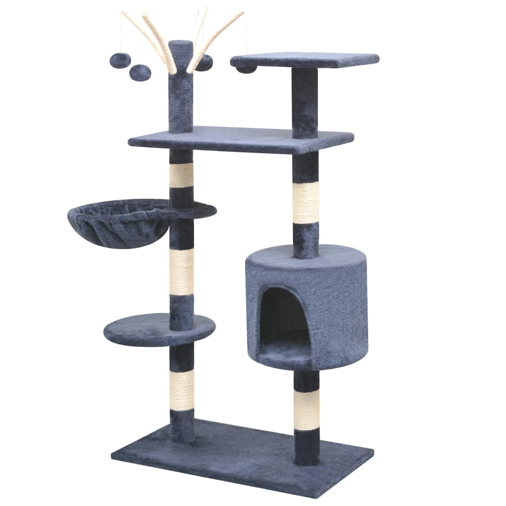 Arbre à chat avec griffoirs en sisal 125 cm Bleu foncé