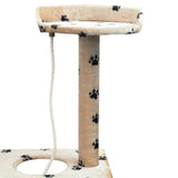 Arbre à chat et griffoir Sisal 150 cm Empreintes de pattes Beige