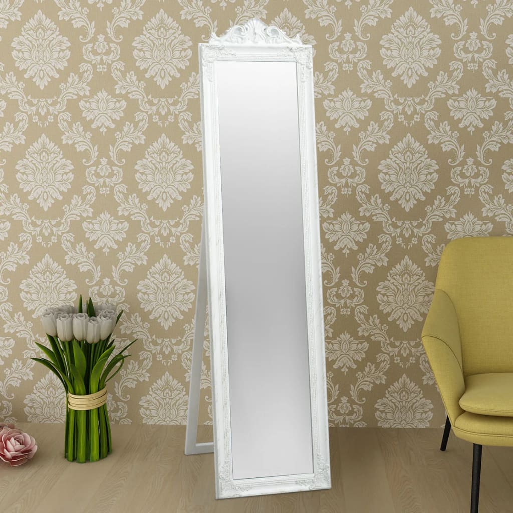 Baroque style floor mirror 160x40 cm White