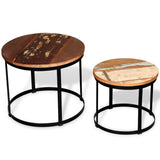 Table basse 2 pcs Bois récupéré massif Rond 40 cm / 50 cm