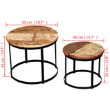 Table basse 2 pcs Bois récupéré massif Rond 40 cm / 50 cm