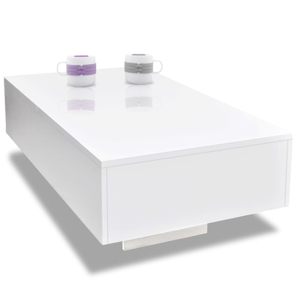 Table basse blanc brillant