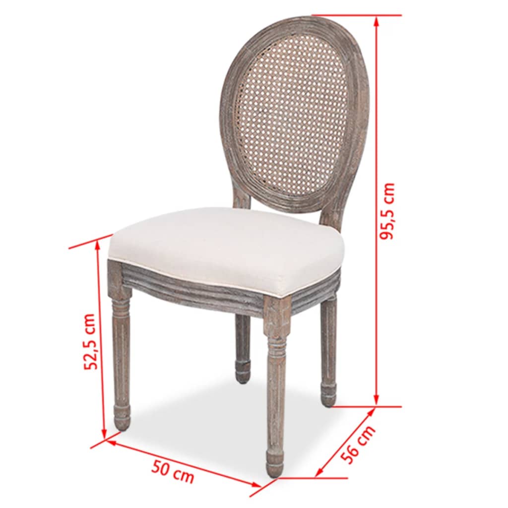 Esszimmerstühle, 2er-Set, cremefarbener Stoff