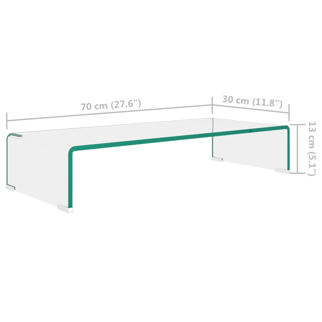 Meuble TV/pour moniteur 70x30x13 cm verre transparent