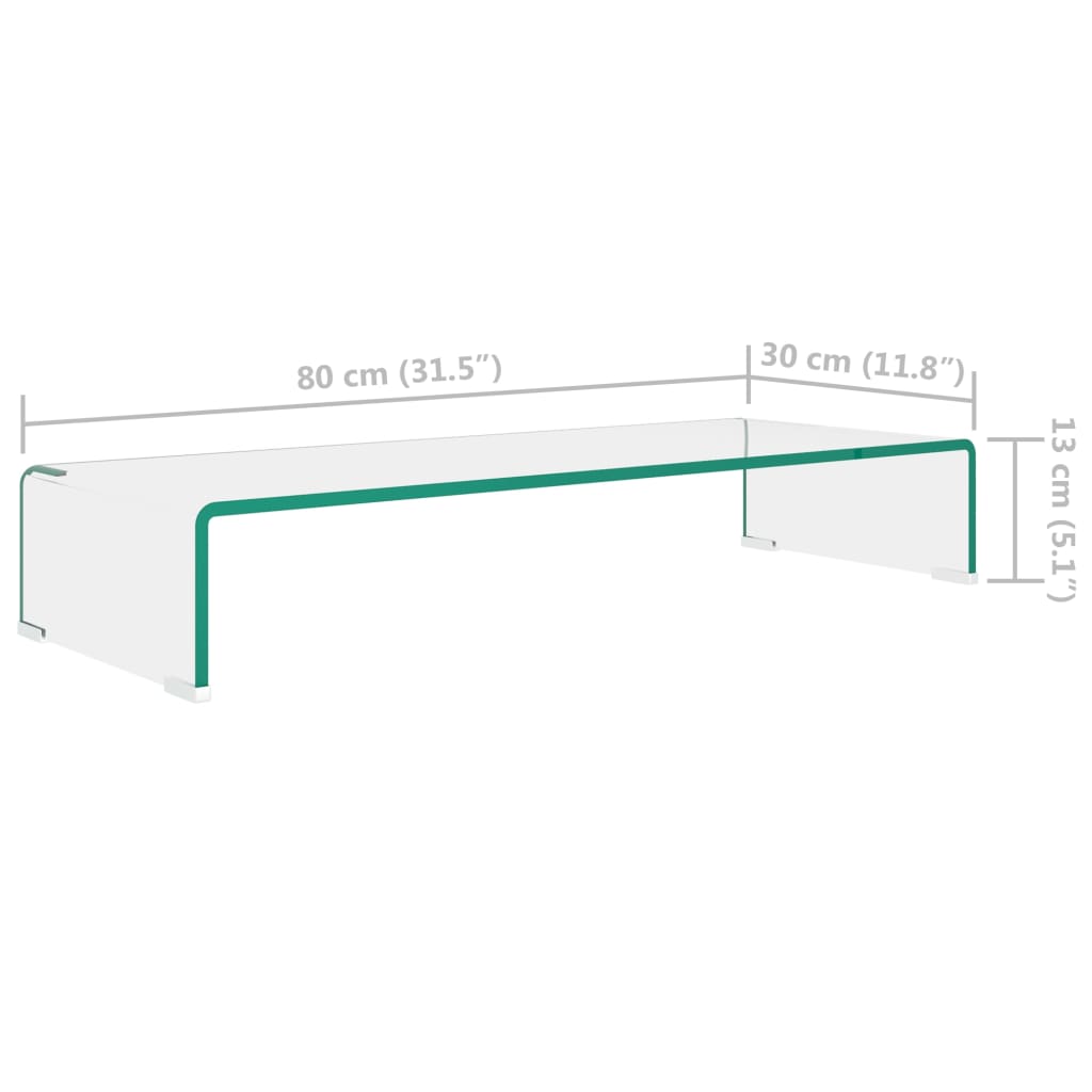 Meuble TV/pour moniteur 80x30x13 cm verre transparent