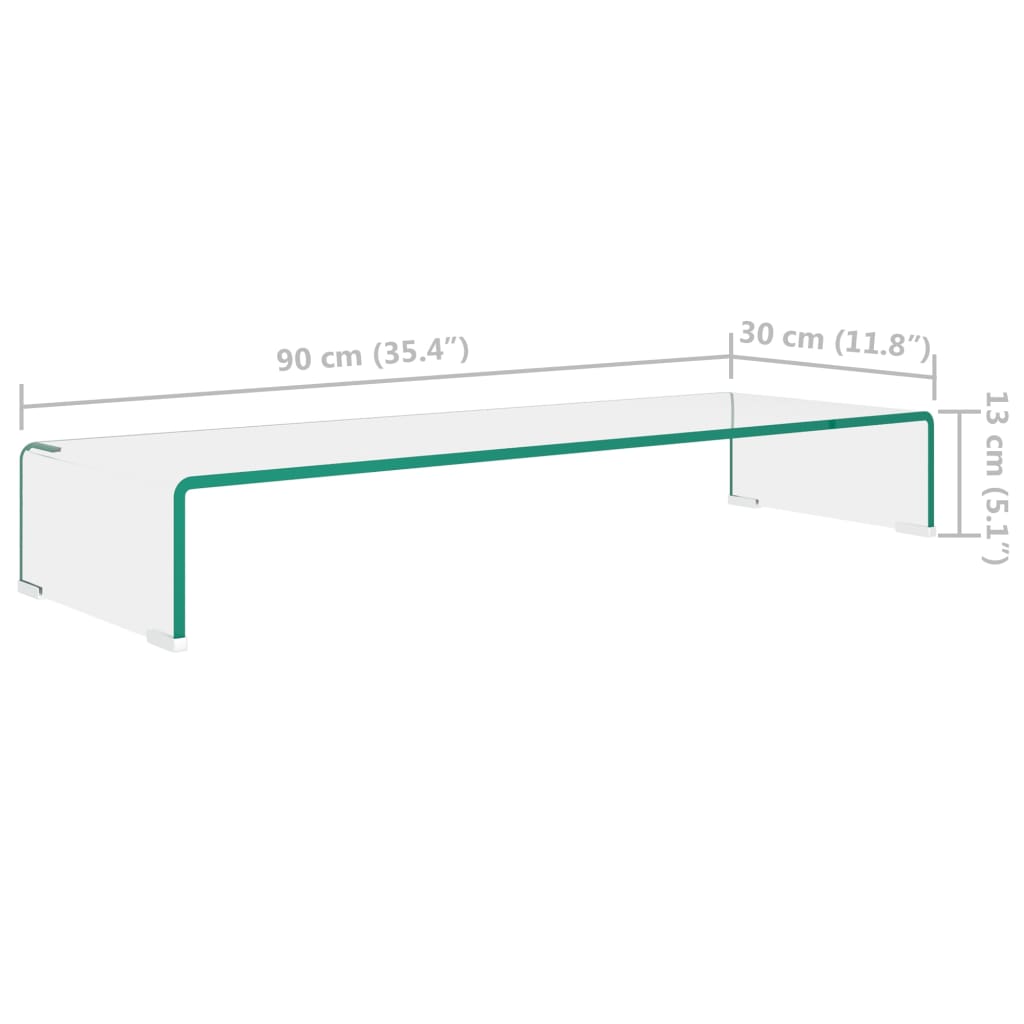 Meuble TV/pour moniteur 90x30x13 cm verre transparent