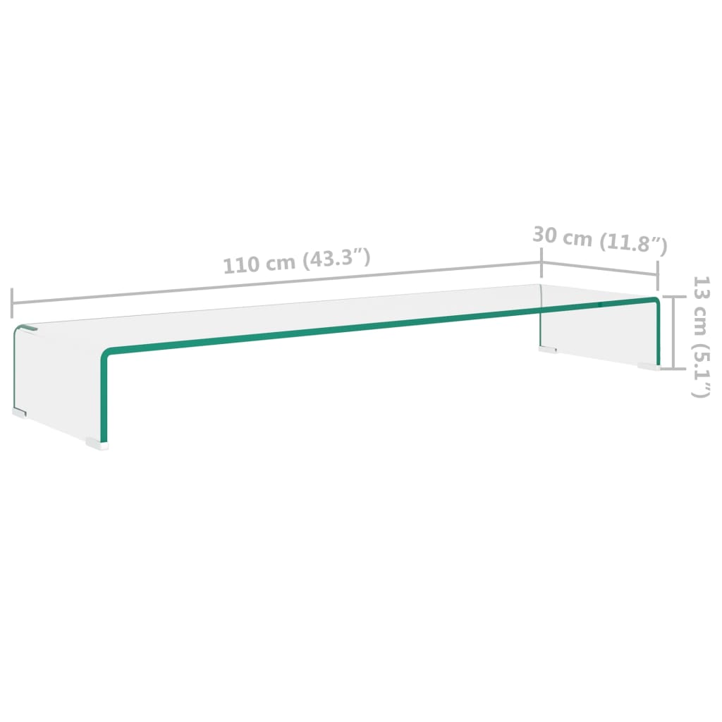 Meuble TV/pour moniteur 110x30x13 cm verre transparent