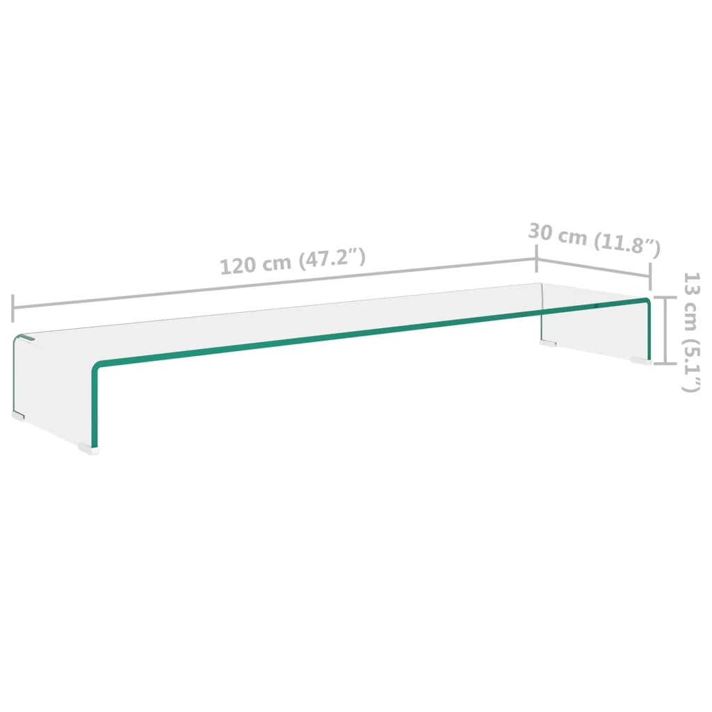 Meuble TV/pour moniteur 120x30x13 cm verre transparent