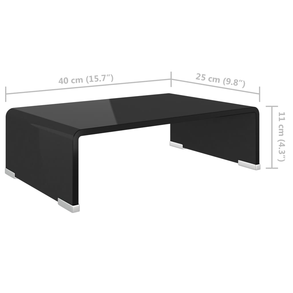 Meuble TV/support pour moniteur 40x25x11 cm verre noir