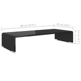 Meuble TV/support pour moniteur 60x25x11 cm verre noir