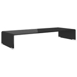 Meuble TV/support pour moniteur 80x30x13 cm verre noir