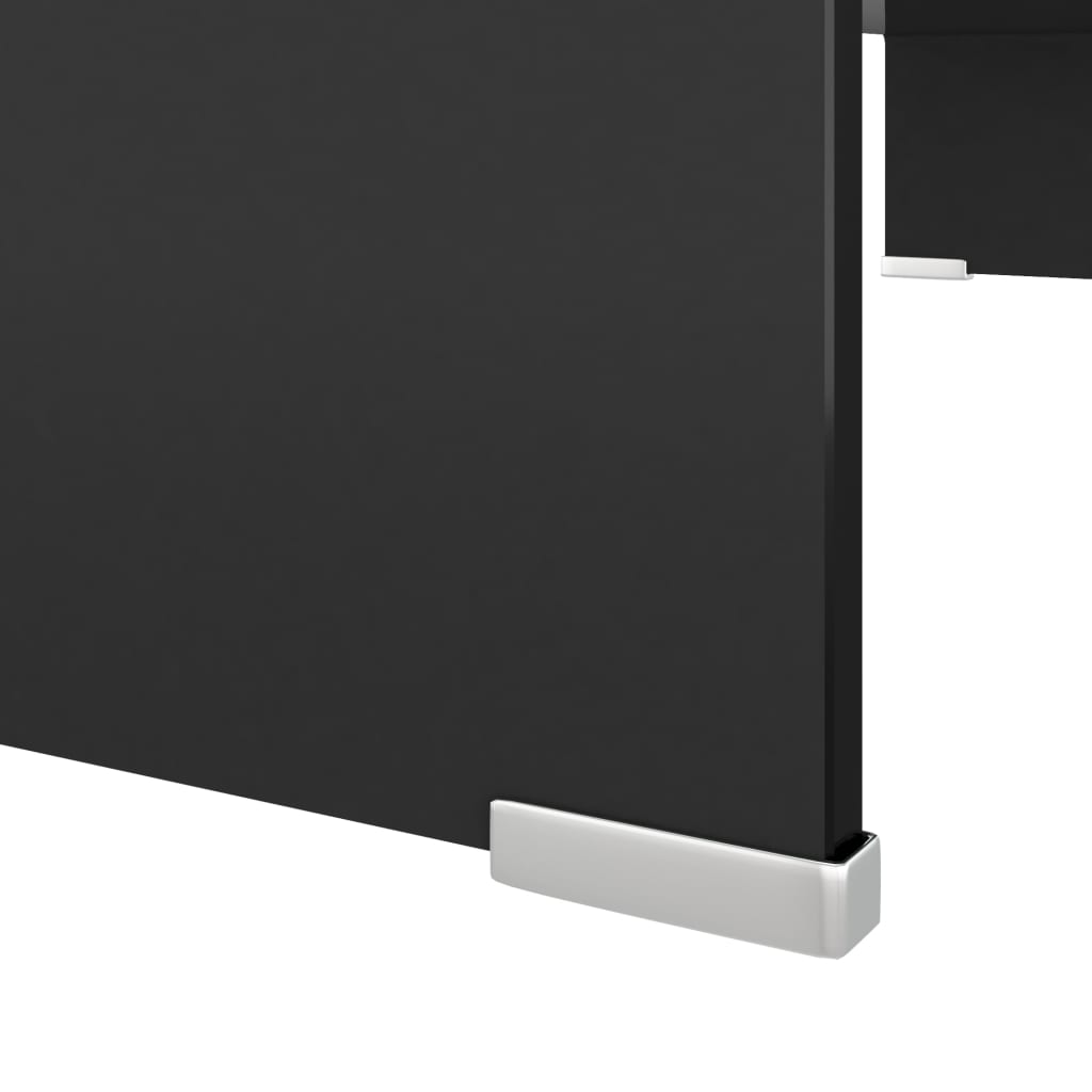 Meuble TV/support pour moniteur 80x30x13 cm verre noir