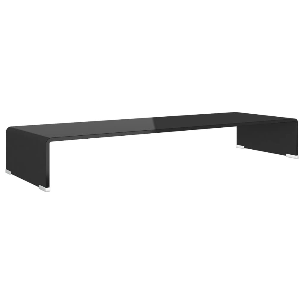 Meuble TV/support pour moniteur 90x30x13 cm verre noir