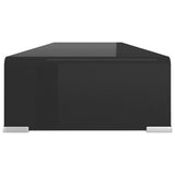 Meuble TV/support pour moniteur 90x30x13 cm verre noir