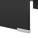 Meuble TV/support pour moniteur 90x30x13 cm verre noir