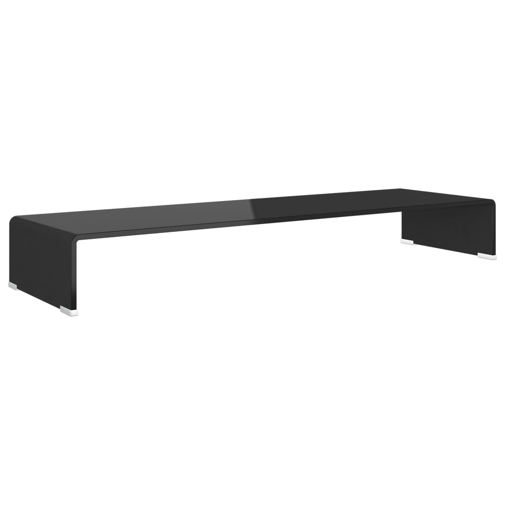 Meuble TV/support pour moniteur 100x30x13 cm verre noir