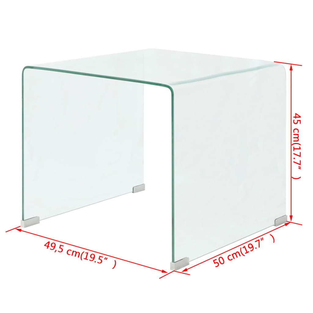 Table basse 49,5 x 50 x 45 cm Verre trempé Transparent