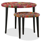 Table basse 2 pcs Détails tissés chindi Multicolore