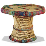 Bamboo Coffee Table with Multicolor Chindi Details